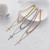 Classic Hanging Long Chain Cross Necklace Pendant Titanium Steel High Quality Circle Necklaces Jewelry Gift For Women