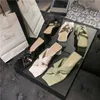 Meotina Dames Slippers Geplooid Hoge Hak Slides Vierkante Teen Dikke Hakken Dames Schoenen Zomer Sandalen Vrouwelijke Wit Zwart Groen 210608