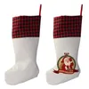 Sublimacja Buffalo Plaid Christmas Stink Stink Blank Candy Socks Torba prezentowa Santa Pończochy Drzewo Świąteczne Dekoracje Szybka wysyłka B1026