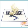 ￉v￩nement Festive Party Supplies Home Garden2pcs 3D Binhday Greeting Cards Handcraft Paper Sculpture Stars Birthday Gifts (Bleu) 1 Drop livraison