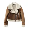 Women's Fur & Faux Winter Fashion, Warm And Comfortable, Ladies Casual Motorcycle Jacket, Short Long Sleeve Slim Jacket Coat