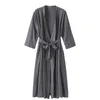 Robe grise femme Kimono Homewear vêtements de nuit Sexy Mini vêtements de nuit chemise de nuit confortable décontracté doux Robe de mariée