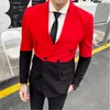 TERNO 2021 Dikiş Kontrast Renk Erkek Parti Streetwears Erkekler Ince Takım Sahne Smokin Tasarımcı Kruvaze Erkek Takım Elbise Blazers