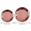 Disposable Dinnerware Rose Gold Party Tableware Set Paper Plate Cup Kids Adult Birthday Wedding Bachelorette Decoration Baby Shower