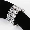 Cute Female Crystal Rhinestone Bangle Silver Color Big Wedding Bracelets Bangles for Women 2019 Fashion Valentine's Day Gifts Q0719