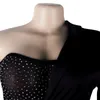 Women's Tracksuits Women Set Mesh Sheer Rhinestone 3 Piece Strapless Crop Top+Shorts +Long Sleeve Coat Summer Outfits Sexy Club Matching