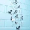 Pegatinas de pared 2021 18pcs 3D Blanco y negro Mariposa Etiqueta engomada Art Decalación Decoración de la Decoración Decoración Drop Est