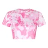 Tie Dye Tryckt Sweet Pink Y2K Crop Top T-shirts Fashion Summer Kawaii Orange Kortärmad Harajuku Pulovers Tees 210415