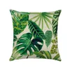 Mode lin Polyester Coussin Décoratif Taie D'oreiller Tropical Vert Feuilles Impression Jeter Canapé De Voiture Coussin Casual Home Decor 45*45 cm