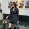 Höstfjäder Kvinnors Blazers Sashes Jackor Notched OuterWear England Style Office Wear Solid Cardigan Toppar 210421