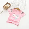 T-shirt estiva per bambini Cartoon stampato fiore Top Tees Bambini Bambini Abbigliamento casual Cotone per bambini Ragazzi 210429