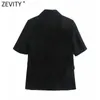 Zevity女性のファッションダブルブレスト半袖フィッティングブレザーコートオフィスレディビジネススーツ女性シックトップスCT670 210603