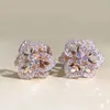 Femmes fleur boucle d'oreille brillant Zircon boucles d'oreilles argent Rose or mode bijoux accessoires pour cadeau fête