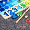 Bambini Montessori Matematica Giocattoli per i più piccoli Eonal Puzzle di legno Giocattoli da pesca Numero di conteggio Forma Matching Sorter Giochi da tavolo Giocattolo 220112