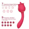 NXY Vibromasseurs Rose Toy 2 en 1 Vibromasseur de léchage clitoridien Nipple Dildo Stimulateur de clitoris Forte vibration Sex Toys pour femmes Couples 0210