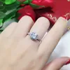 18k wit vergulde 2CT zirkoon diamant ringen voor vrouwen sterling zilveren sieraden halo kussen ring verjaardag cadeau vrouw