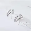 Orecchini geometrici per donna Semplice orecchino a bottone con linea curva a 3 strati argento