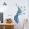Творческие наклейки синие перо наклейки на стену спальня декор диван фона самоклеящаяся стена декор украшения комнаты для дома 211124