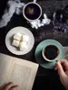 수제 세라믹 커피 컵과 접시 세트 4 색 도자기 창조적 인 간단한 복고 스타일 에스프레소 drinkware 120ml