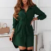 Casual Dresses Skin-friendly Great Long Sleeve Slim Mini Dress Cardigan Buttons For Going Out