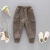 Calça de bebê de cor sólida cor de algodão acolchoada de algodão para crianças para crianças roupas infantis 210412