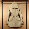 Designer Women's 2023 Spring and Autumn British Trench Short Light Coat Suit Collar Buckle Belt