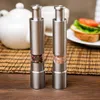 Mills Stainless steel grinder thumb push salt pepper grinding portable manual peppesrs machine spice sauce kitchen tool