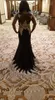 Black Long Prom Dresses Elegante Mermaid Blue Prom Gown Gold Applique Senza maniche Vestidos de Gala Rosso in magazzino CPS234