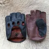 Men's authentic middle finger leather gloves goat breathable driving 2021203N