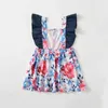 Dziewczynek Sukienka Toddler Dziewczyny Stroje Letnie Kwiat Drukuj Wzburzyć Cute Latający Rękaw Sukienka Toddler Niemowlę Dzieci Odzież Vestidos Q0716