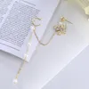 Boucles d'oreilles papillon coréennes à Clip, mode strass chaîne de perles, boucles d'oreilles pendantes pour femmes, bijoux de mariage 2022