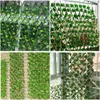 Sztuczna roślina Rattan Fence Symulowany Liść Ogrodzenie Netto Balkon Ogrodzenie Home Ogród Kryty Outdoor Home Zielona Dekoracja Ścienna Q0811