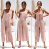 Women's Jumpsuits & Rompers Women Sexy Sleeveless Solid Color Spaghetti Strap Jumpsuit Female Backless Bodysuit Casual Loose Beach Woman Lac