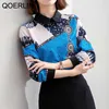 Vintage Floral Printed Silk Blouse Women Long Sleeve Casual Shirt Turn Down Collar Plus Size Office Tops Ladies Blusas 210601