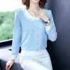 Peter Pan Collier À Manches Longues Blouses En Mousseline De Soie Femme Plus Taille Dames Tops Rose Bureau Dame Femme Blusa Mujer Moda 6933 210427