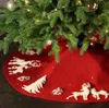 92/122cm New Year 2022 Red Knitted Elk White Flannel Embroidered Snowflake Tree Skirt Christmas Home Decorations Xmas