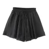 Women Loose Shorts Ladies Drawstring Pleated Wide Leg Summer Style Beach Wear Casual Clothes Women's