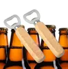 Enkla icke-porösa trähandtags öl Rostfritt stålflasköppnare hushållsbar öl sodavattenöppnare