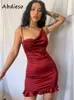 Abdieso Ruffles Elegant Sleeveless Sexy Bodycon Summer Dress Women 2022 Ruched Backless Mini Club Party Dresses Vestidos Y220214