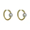 Hoop huggie ursprung sommar eleganta oregelbundna geometriska örhängen för kvinnor faux pärla ihålig cirkel hängande örhängen smycken