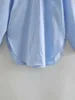 Toppies Casual Bleu Chemises Oversize Boyfriend Chemises Femmes À Manches Longues Femme Tops Déchiré Blouses 210412