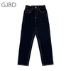 High Waist Women Jeans Casual Streetwear Y2K Classic Versatile Denim Trouser Dark Blue Vintage Spring Femme Straight Pants 210809