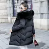 Mulheres Winter Jackets Casacos Down Algodão Com Capuz Parkas Feminina Quente Outwear Faux Fur Collar Plus Size 7XL LONG 211018