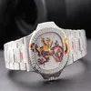 다이아몬드 남성 시계 시계 완전 자동 기계식 손목 시계 스테인리스 스틸 스트랩 사파이어 방수 Montre de Luxe