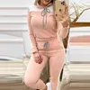 Women Autumn Plaid Patchwork Tracksuit sets Elegant pullovers +Drawstring long Pants Set Female casual sport Two Piece Sets 211116