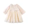 Girl's Dresses 2022 Flower Lace One-Year-Old Baby Girl Dress Cute Models With Long Sleeves Catwalk Princess Autumn