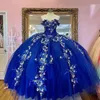Robes de Quinceanera bleu royal chérie fleurs fête de bal doux 16 robe de bal grande taille robes de soirée de bal