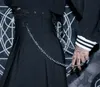 スカートゴシックスタイルのプリーツスカートデタッチ可能なポケットチェーン女性の旋回ベルトレディースソリッドロングウーマン2022