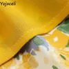 Yojoceli Impressão Vintage Long Split Dres Verão Ruffles Lápis Casuais Boho Beach Midi Vestidos 210609