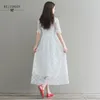 Mori Dziewczyna Lato Kobiety Koronki Sukienka Plaża Koreański Chic Słodki Slim Vestidos Longo Krótki Rękaw Elegancki Vintage Party Midi Dresses 210520